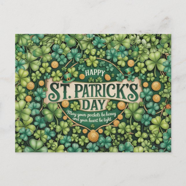 Irländsk Shamrock-firande design Vykort (Framsida)