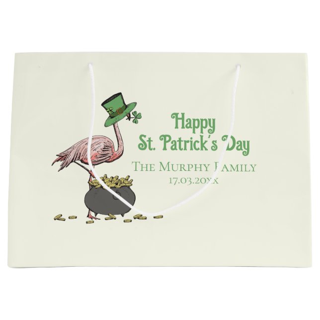 Irländsk Shamrock Flamingo St. Patrick's Day Elfen (Framsidan)