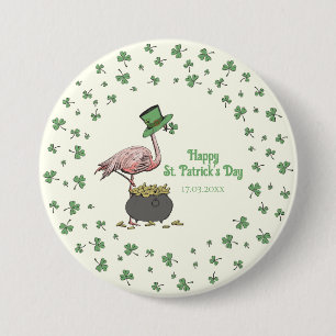 Irländsk Shamrock Flamingo St. Patrick's Day Festl Knapp