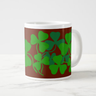 Irländsk shamrock, grön klöver /röd kaffekopp/mugg jumbo mugg