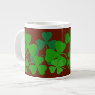 Irländsk shamrock, grön klöver röd kaffekopp/mugg jumbo mugg