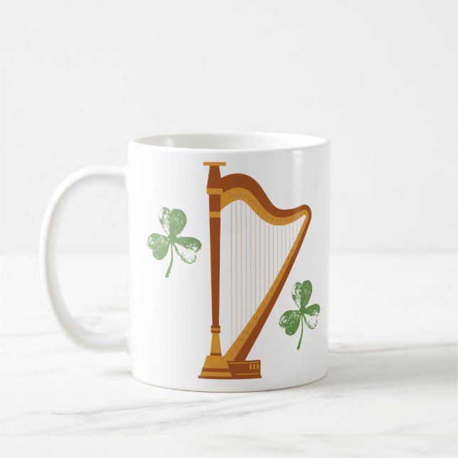 Irländsk Shamrock-harpkoppar Kaffemugg (Vänster)