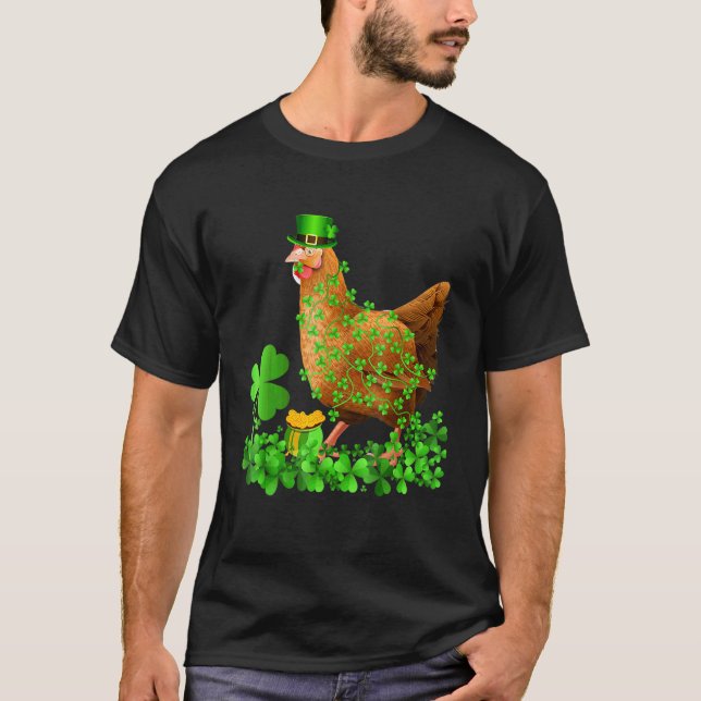 Irländsk Shamrock Leaf Leprechaun Hatt Kyckling St T Shirt (Framsida)
