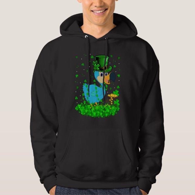 Irländsk Shamrock Leprechaun Dodo Fågel St Patrick Hoodie (Framsida)