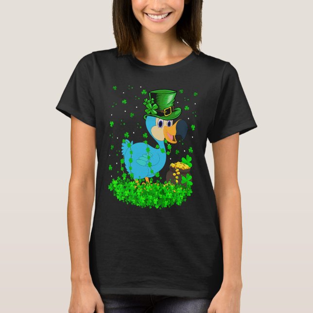 Irländsk Shamrock Leprechaun Dodo Fågel St Patrick T Shirt (Framsida)