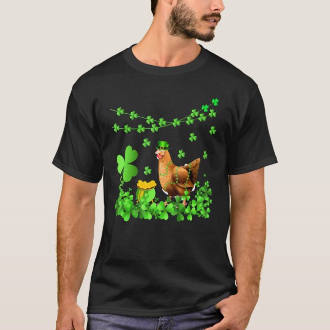 Irländsk Shamrock Leprechaun Kyckling St Patricks  T Shirt (Framsida)