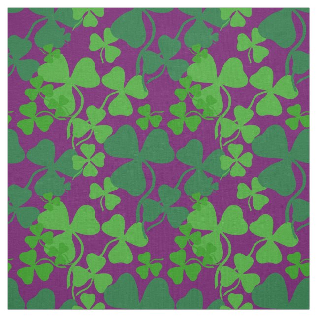 Irländsk shamrock, lila/plommon, klövertygtryck 4 tyg (Provkarta)
