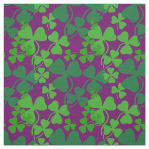 Irländsk shamrock, lila/plommon, klövertygtryck  tyg