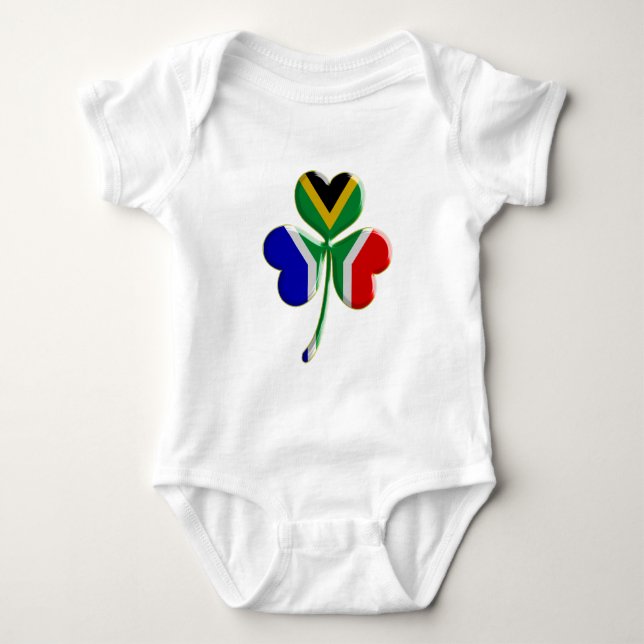 Irländsk Shamrock med söder - afrikansk flagga T-shirt (Framsida)