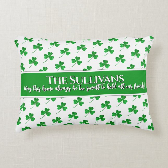 Irländsk Shamrock-mönster personlig mysig hem Prydnadskudde (Framsidan)