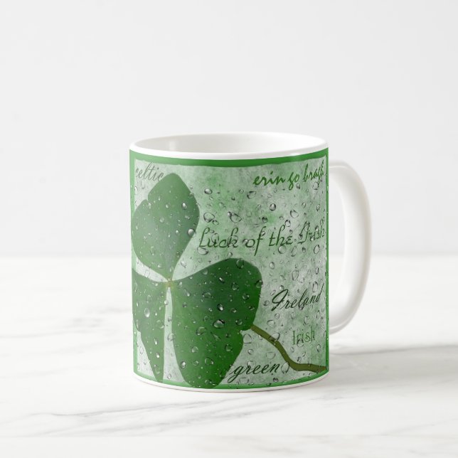 Irländsk Shamrock-ordmoln i regn Kaffemugg (Framsida höger)