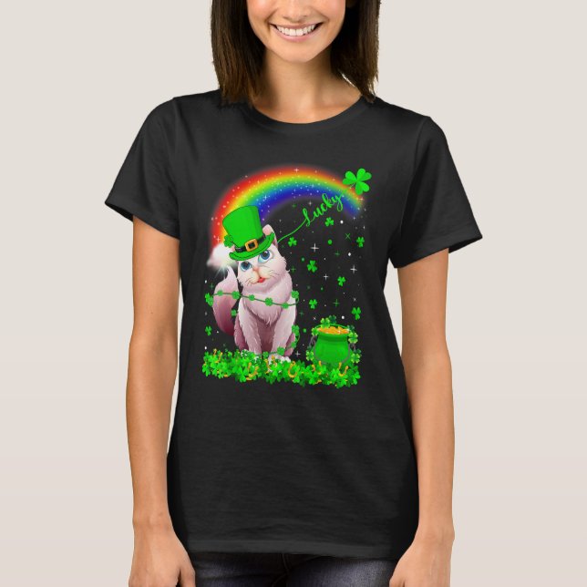 Irländsk Shamrock-regnbåge Lucky Balinesisk katt S T Shirt (Framsida)