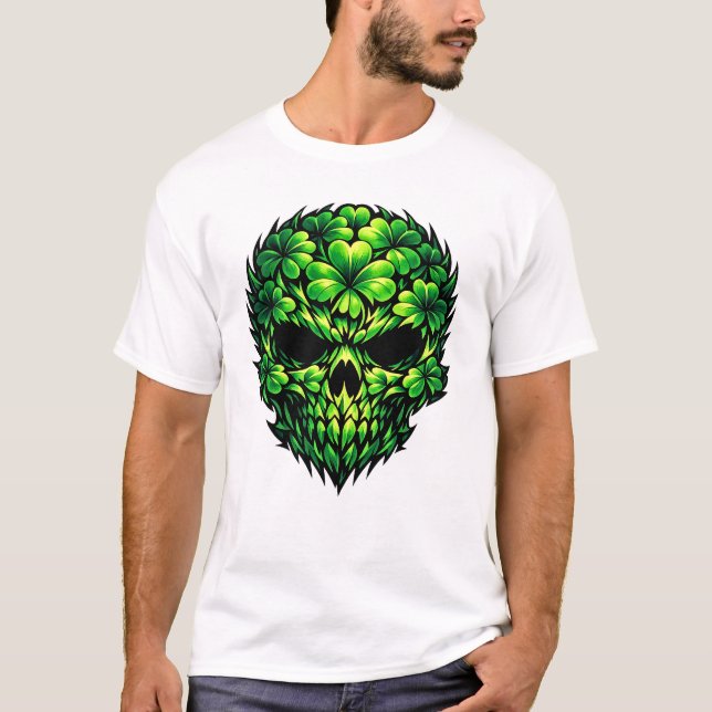 Irländsk Shamrock Skalle St Patricks T-Shirt (Framsida)