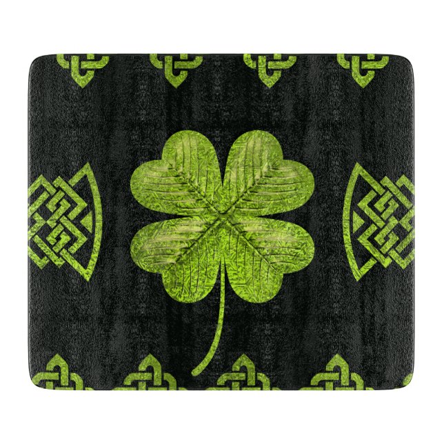 Irländsk Shamrock som är fyrklöver med den celtic (Framsidan)