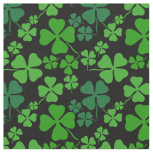 Irländsk shamrock, svart, grönt klövertygtryck tyg