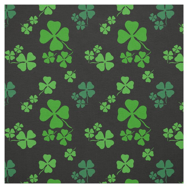 Irländsk shamrock, svart, grönt klövertygtryck tyg (Provkarta)