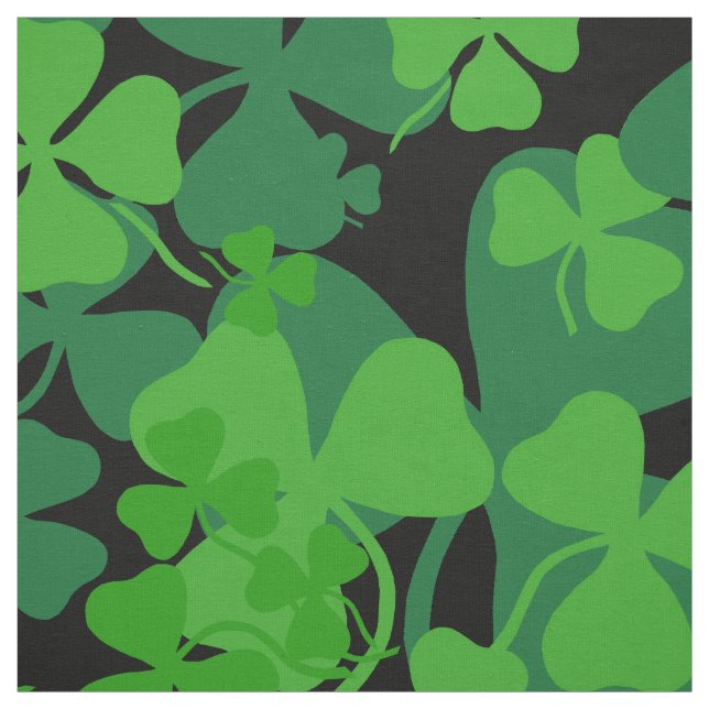 Irländsk shamrock, svart, klövertygtryck 10c tyg (Provkarta)