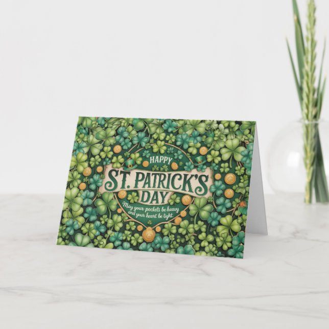 Irländsk Shamrockfirande Design Tack Kort (Framsida)