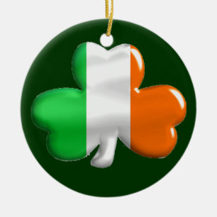 Irländsk Shamrockklöverflagga Julgransprydnad Keramik