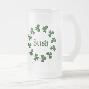 Irländsk Shamrockmugg 2 Frostat Ölglas