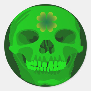 Irländsk Shamrockskalle för st patrick's day Runt Klistermärke