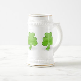 Irländsk ShamrockSt Patrick vit/guld- ölmugg Sejdel