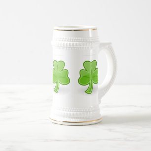 Irländsk ShamrockSt Patrick vit/guld- ölmugg Sejdel