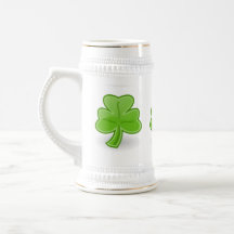 Irländsk ShamrockSt Patrick vit/guld- ölmugg