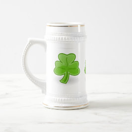 Irländsk ShamrockSt Patrick vit/guld- ölmugg Sejdel