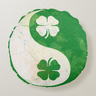 Irländsk ShamrocksYin Yang st patricks day Rund Kudde