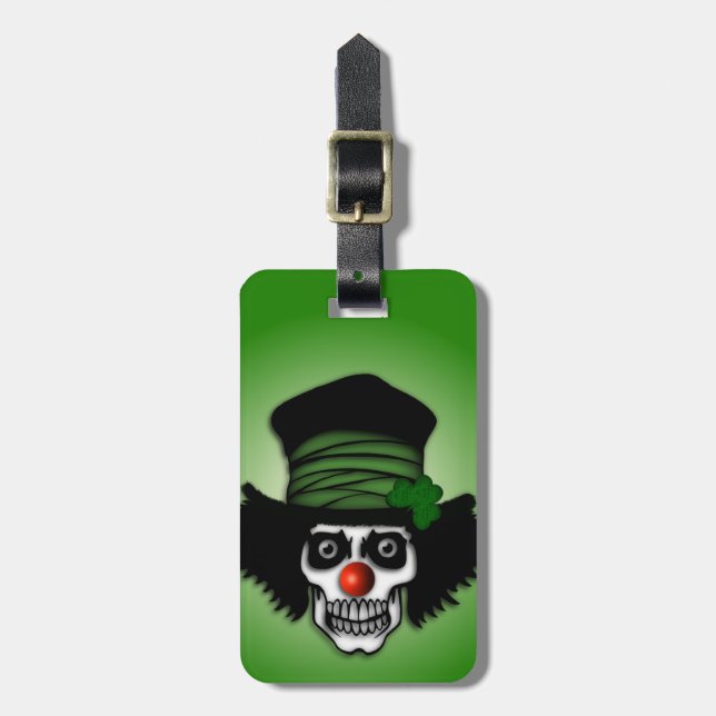 Irländsk Skelett Clown Grön Bagagebricka (Vertikal Framsida)