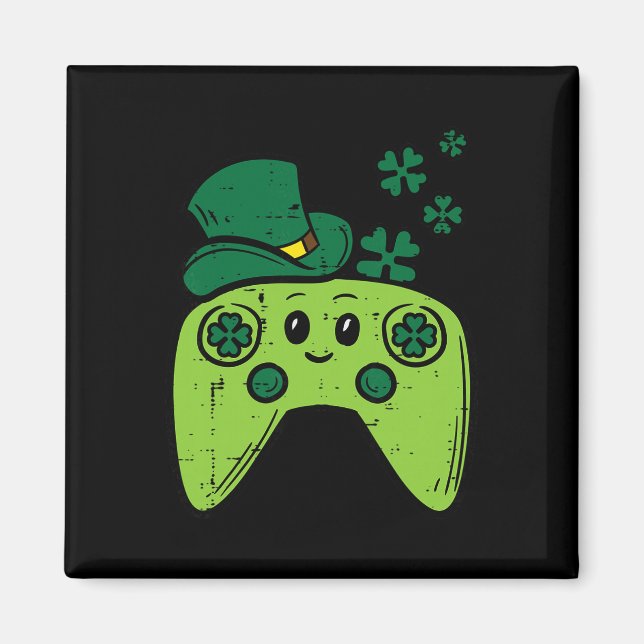 Irländsk spelkontroller St Patrick Day Gamer B Magnet (Framsidan)
