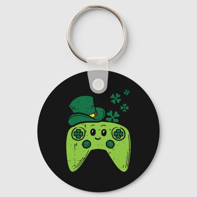 Irländsk spelkontroller St Patrick Day Gamer B Nyckelring (Framsida)