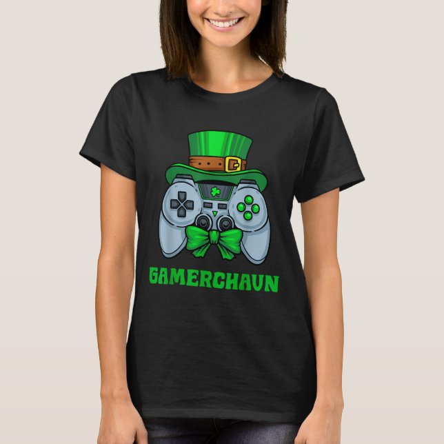 Irländsk spelkontroller St. Patrick's Day-spelare T Shirt (Framsida)