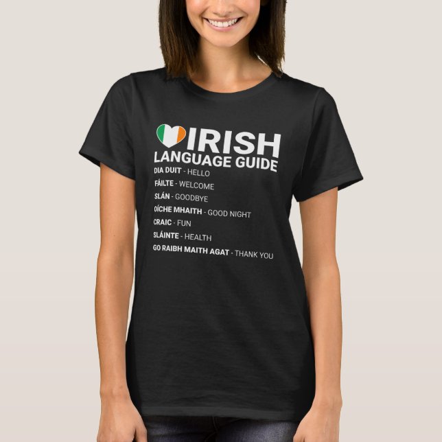 Irländsk språkguide Irland översättning T Shirt (Framsida)