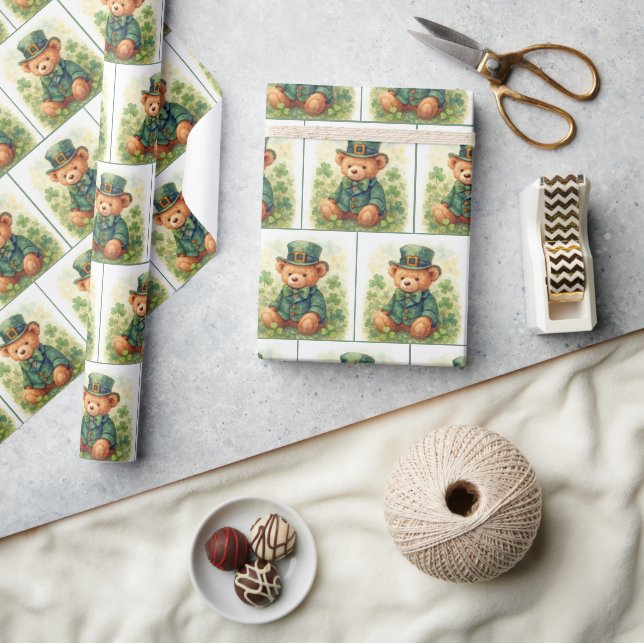 Irländsk St. Patricks dag Teddybjörn Presentpapper (Hantverk)