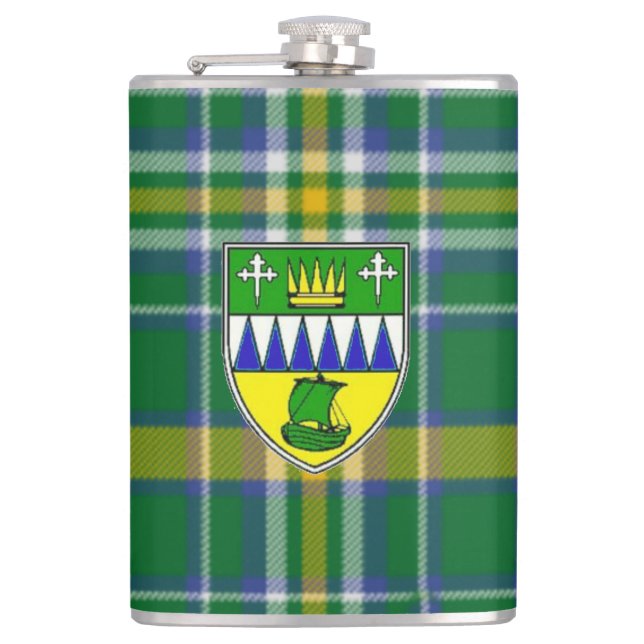 Irländsk ståndsmässig Kerry Tartan & vapensköld Fickplunta (Framsidan)