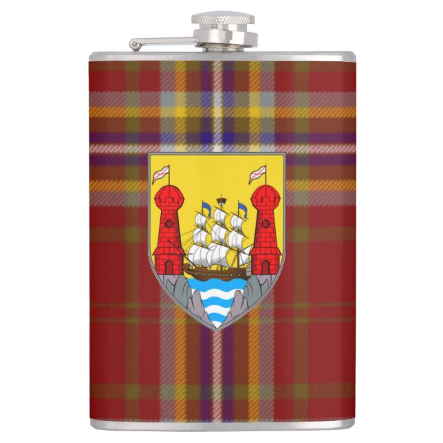 Irländsk ståndsmässig korkTartan & vapensköld Fickplunta (Framsidan)