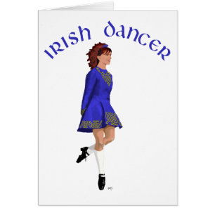 Irländsk stegdansare - Blå Hälsningskort