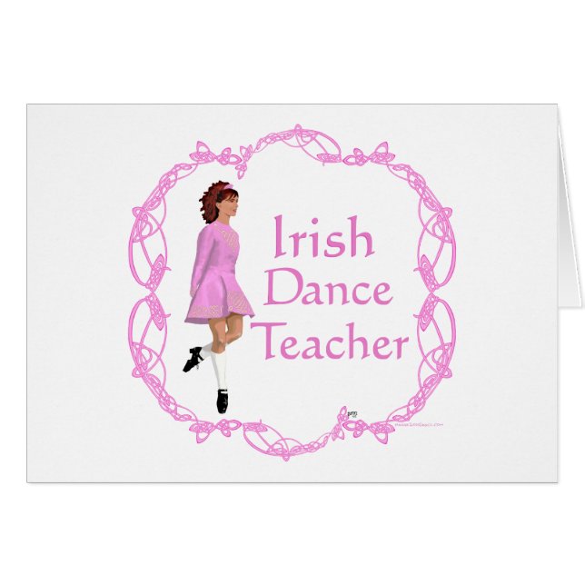 Irländsk Step-danslärare - Rosa Hälsningskort (Framsidan Horizontal)