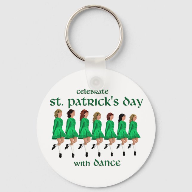 Irländsk steppdans firar St. Patrick's Day Nyckelring (Framsida)
