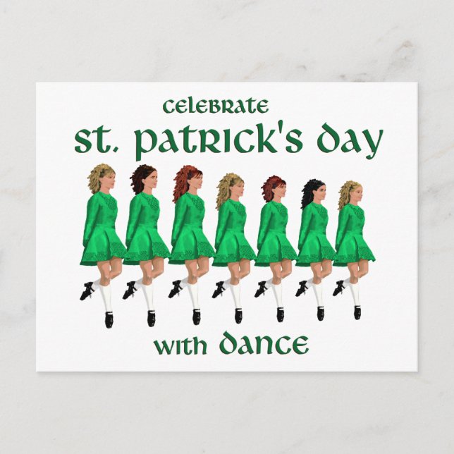 Irländsk Steppdans firar St. Patrick's Day Vykort (Framsida)