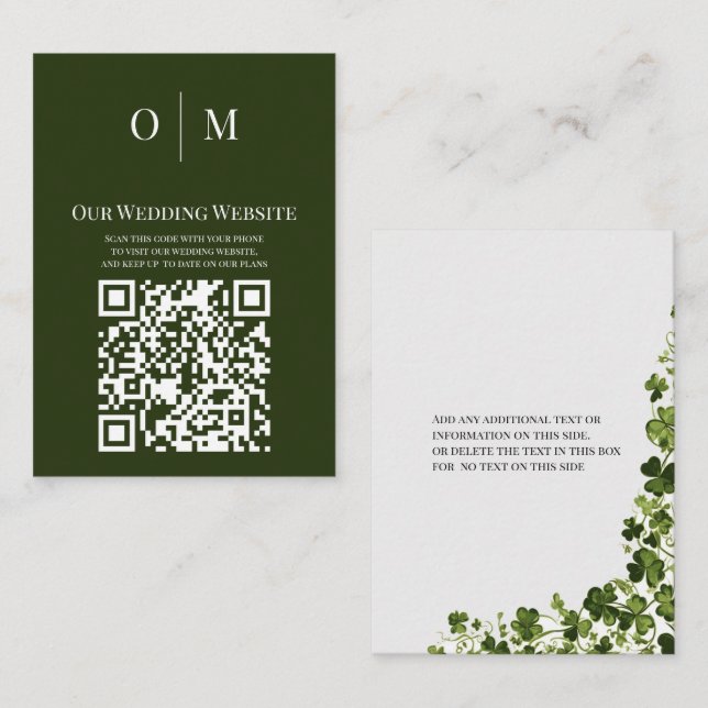 Irländsk stiliserad Shamrock Bladrik Foliage QR-ko Tilläggskort (Fram/baksida)