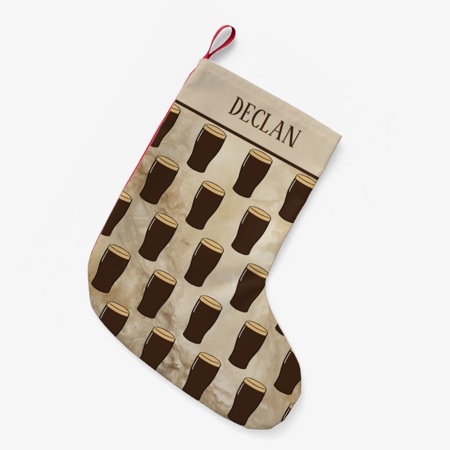 Irländsk stoutöl-drickare liten julstrumpa (Framsidan (Hängande))