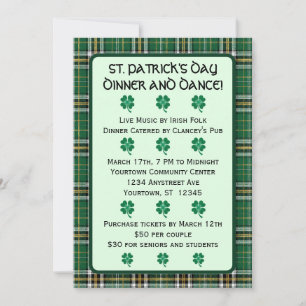 Irländsk Tartan St. Patricks dag inbjudan
