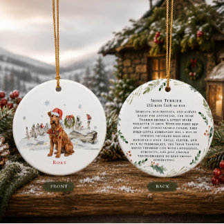 Irländsk Terrier Hund Monogram Julgransprydnad Keramik
