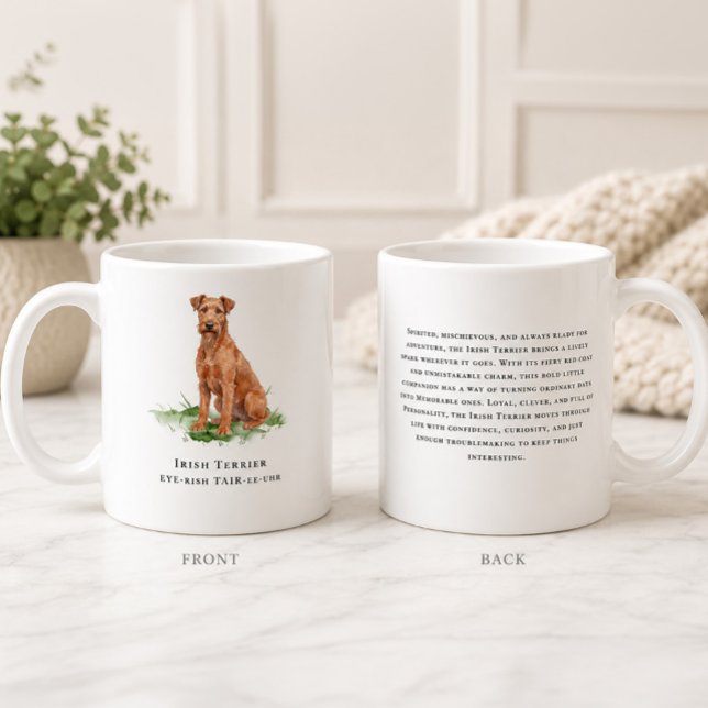 Irländsk Terrier Hund Vattenfärg Ras Citat Kaffemugg (Skapare uppladdad)