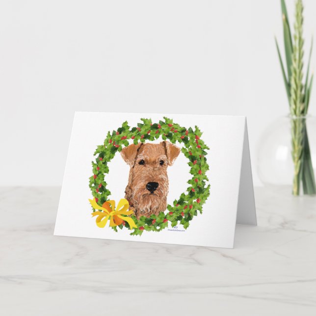 Irländsk terrier julkrans helgkort (Framsida)