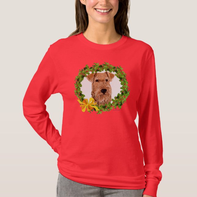 Irländsk Terrier Krans av Mistel T-shirt (Framsida)