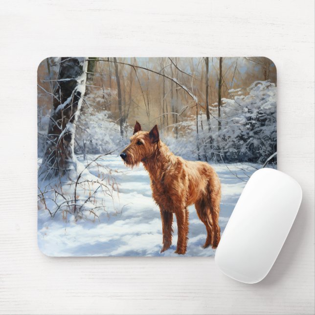 Irländsk Terrier Låt Det Snö Jul Musmatta (Med mus)